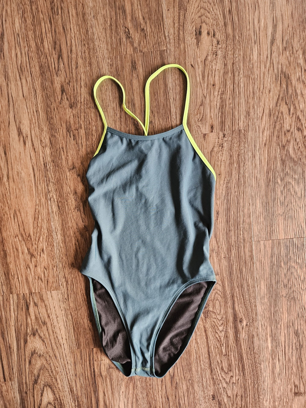 Jolyn Brandon2 Women’s Size 28 One-Piece Swimsuit Green with Neon Trim
